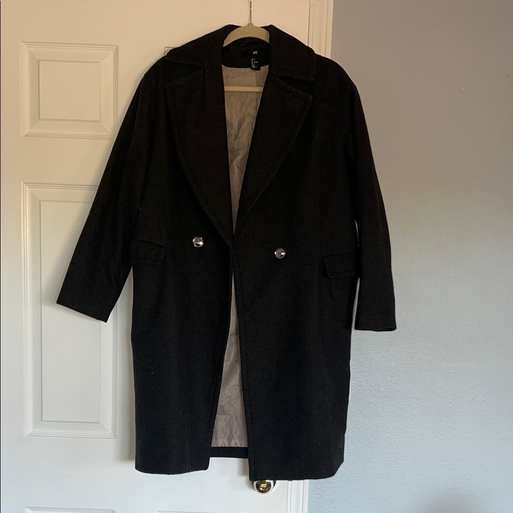 Dark Grey Double-Breasted Coat